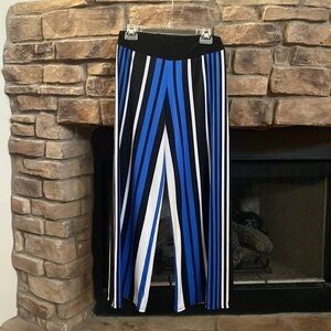NWOT NANA Royal blue, black and white striped palazzo pants. Large